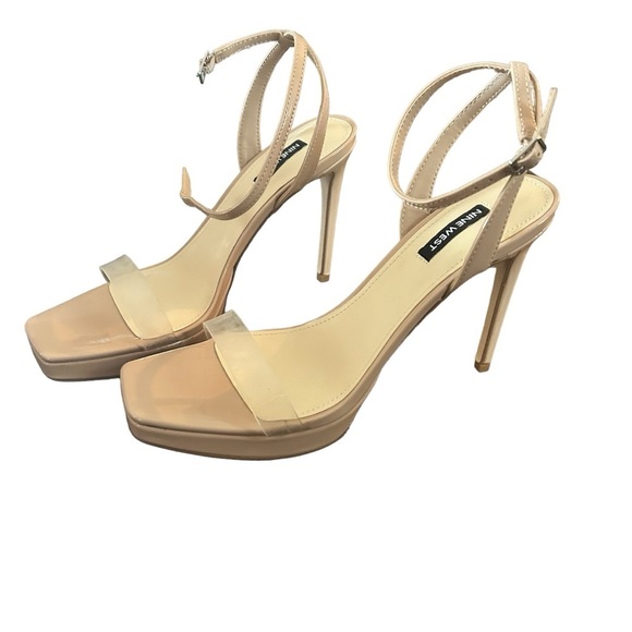 Nine West Zadie Square Toe Stiletto Heel Dress Sandals Size 9.5 - Picture 1 of 10